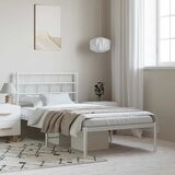  Metalni okvir za krevet s uzglavljem bijeli 100x190 cm | shoptok.hr