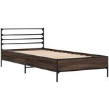  The Living Store Posteljni okvir rjav hrast 75x190 cm inženirski les in kovina - Posteljni Okvir, (21446224) | Shoptok.si