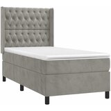 Box spring krevet s madracem svjetlosivi 90x190 cm baršunasti | shoptok.hr