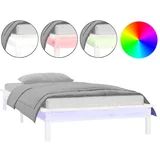 LED posteljni okvir bel 90x200 cm trden les, (21073587)