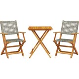  3-dijelni bistro set od poliratana i masivnog drva sivi | Eponuda.com
