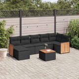  8-dijelni set vrtnih sofa od poliratana s jastucima crni Crna 62 x 62 x 69 cm | Shoptok.si