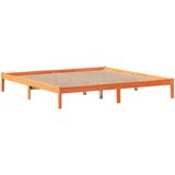 vidaXL Knjižna postelja brez vzmetnice vošč. rjava 200x200 cm borovina | Shoptok.si