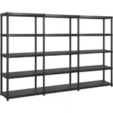 Regal 5-nadstropni črn 255x40x185 cm plastika