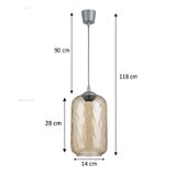 Brilagi LED luster na sajli R GLASS 1xE27/60W/230V prečnik 14 cm srebrna/dimno-braon | Eponuda.com
