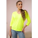 Kesi Yellow neon blouse with V-neck | shoptok.hr
