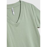Marisse Cotton V-Neck T-Shirt In Olive Green | Shoptok.si