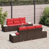  Vrtna sedežna garnitura z blazino 7 pcs Rjava poli ratan, (5000145471) | Shoptok.si