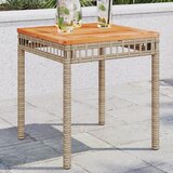 vidaXL Vrtna miza mešano bež 38x38x42 cm poli ratan in akacijev les | Shoptok.si