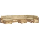 vidaXL Zunanja garnitura za sedenje z blazino 9 pcs Bela in bež, (5000280565) | Shoptok.si