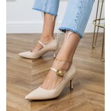 Gemre Beige classic pumps with decorative buckle Helli | ePonuda.com