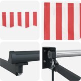 vidaXL Ročna Retraktibilna Tenda Rdeče in Bele Črte 350x250 cm | Shoptok.si