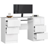 AKORD RAČUNALNIŠKA MIZA A-11 135 cm 6 Predalov BELE / BELE Sijajne, (21702520) | Shoptok.si