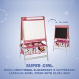 Ginger Home dječji stalak za crtanje 3 u 1 - crna ploča, bijela ploča, papirnata rola, Super Girl | shoptok.hr