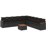 vidaXL 10-dijelni set vrtnih sofa s jastucima crni od poliratana | shoptok.hr