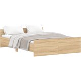  The Living Store Posteljni okvir z vzglavjem in vznožjem sonoma hrast 140x190 cm - Posteljni Okvir, (21501199) | Shoptok.si