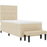  Box Spring Postelja z Vzmetnico in Klopjo Kremna 90x200 cm Tkanina, (22081013) | Shoptok.si