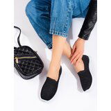 SHELOVET Black Fabric Slip-on Shoes With studs cene