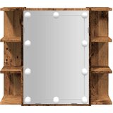  Ormar s ogledalom i LED-om Staro drvo 70x16,5x60 cm | shoptok.hr