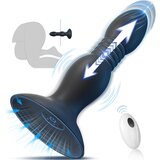 SuperLove Thrusting Vibrating Anal Plug with Suction Cup & Remote Black Cene
