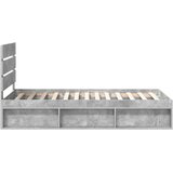  Krevetna konstrukcija Beton 90 x 200 cm Čvrsto borovo drvo | shoptok.hr
