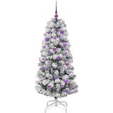 vidaXL Umetno Zložljivo Božično Drevo Zelena in bela 150 cm PVC | Shoptok.si