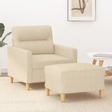  Fotelja s tabureom krem 60 cm od tkanine | shoptok.hr