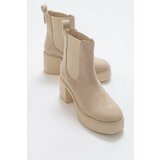 LuviShoes Aback Beige Women's Suede Boots Cene