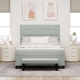 Box Spring Krevet s Madracem i Klupom Svijetlosivi 140x200 cm Baršun | shoptok.hr