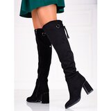 TRENDI elegant women's musketeers from ecological suede black Cene