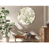  Okrugla slika - Retro Vintage Flowers in Delicate Cream and Green Colors 60x60 | shoptok.hr