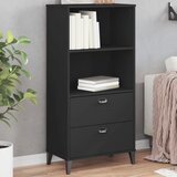 vidaXL Knjižna omara VIKEN črna 60x35x123 cm trdna borovina | Shoptok.si