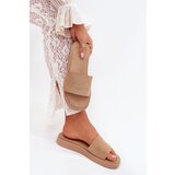 Boto Ladies Platform Slippers Made Of Eco Suede Dark Beige Jorina | Eponuda.ba