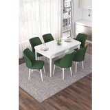 Hanah home nef - white, khaki whitekhaki extendable dining table & chairs set (7 pieces) | ePonuda.com