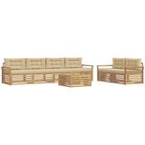  Set vanjskih sofa 7 kom. Bijela i bež Čvrsto drvo akacije | shoptok.hr