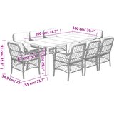  9-dijelni vrtni blagovaonski set s jastucima crni od poliratana Crna Dužina stola 200 cm | Shoptok.si
