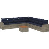 vidaXL 10-dijelni set vrtnih sofa od poliratana s jastucima sivi | shoptok.hr