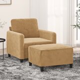 The Living Store Fotelj s stolčkom za noge rjav 60 cm žamet - Kavč S Stolčkom Za Noge, (21660602) | Shoptok.si