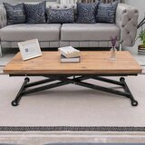 Hanah home Home klub sto na podizanje i rasklapanje 120 × 60/120 cm, visina 44–75 cm, bor / crna Cene