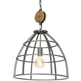 QAZQA Industrijska viseča svetilka temno siva z lesom 47 cm - Arthur | Shoptok.si