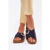 Inblu Women's Leather Slippers With Buckle Dark Blue | shoptok.hr