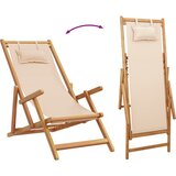  Sklopiva stolica za plažu bež od drva eukaliptusa i tkanine | Eponuda.ba