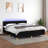  Krevet box spring s madracem LED crni 180x200 cm od tkanine | shoptok.hr