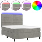 vidaXL Box spring postelja z vzmetnico LED svetlo siva 140x200cm žamet, (20790476) Cene