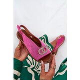 Boto Ladies Sandals With Decoration On Flat Heel Eco Suede Pink Ralisses | Shoptok.si