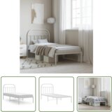 The Living Store Kovinski posteljni okvir z vzglavjem bel 80x200 cm - Posteljni Okvir, (21737471) | Shoptok.si