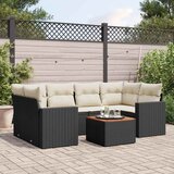  7-dijelni set vrtnih sofa od poliratana s jastucima crni | shoptok.hr