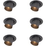 QAZQA Set van 6 moderne inbouwspots gunmetal GU10 50mm rond kantelbaar - Installa | Shoptok.si