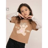 Sinsay Pamučna majica s čipkastim rukavima i motivom medvjedića | shoptok.hr