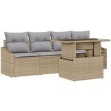 vidaXL Vrtna sedežna garnitura Set 5 Bež, Siva Ratan, Poliester, (22065056) | Shoptok.si